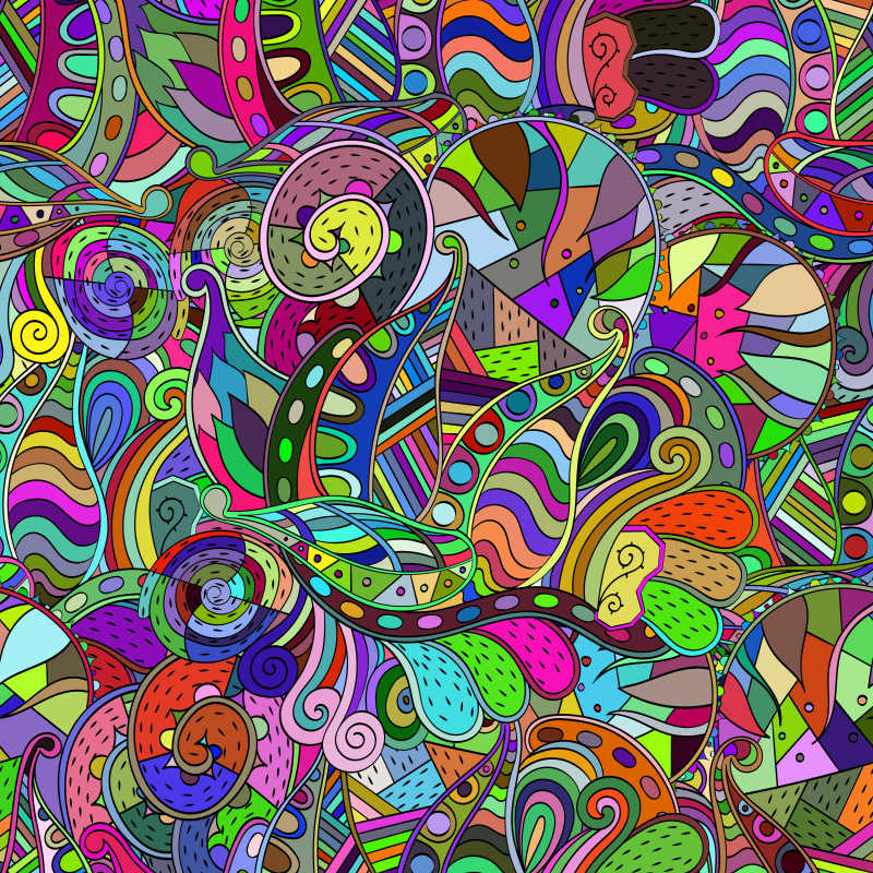 五彩涂鸦风格图案的矢量背景