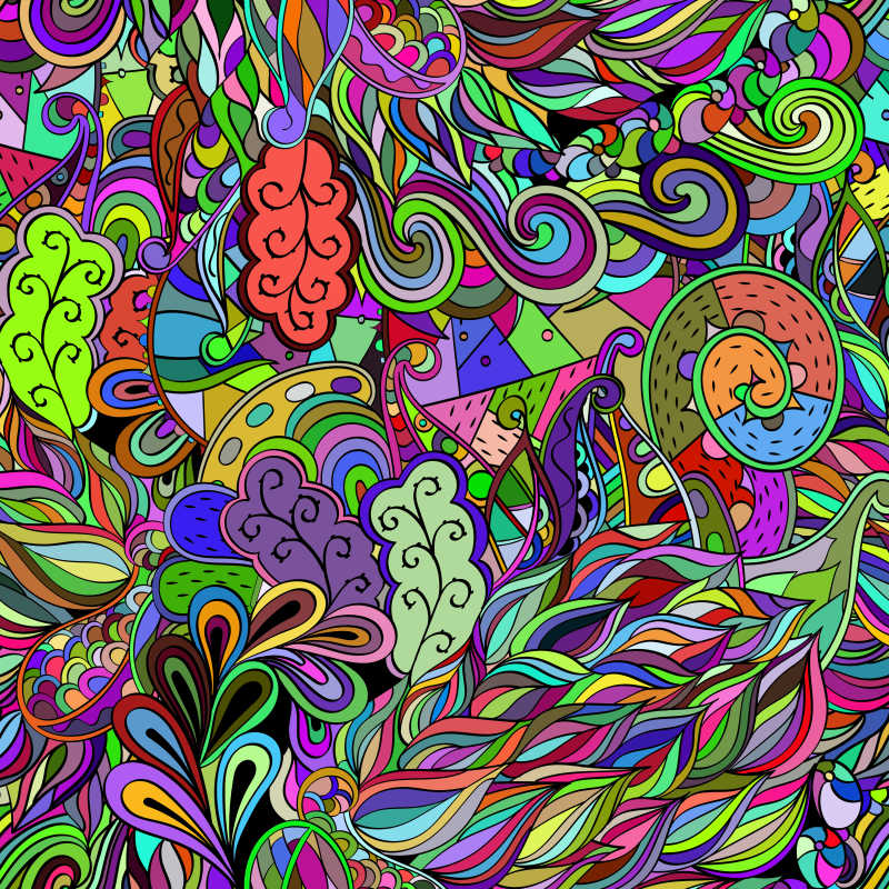 创意矢量彩色涂鸦抽象装饰图案背景