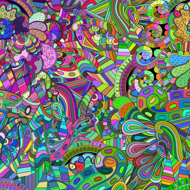 矢量五彩杂乱的图案背景图片-创意矢量彩色涂鸦图案装饰背景素材-高清