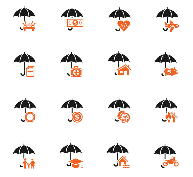 伞下给予的保护矢量图标设计