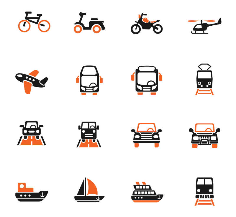 交通工具创意图标设计矢量图