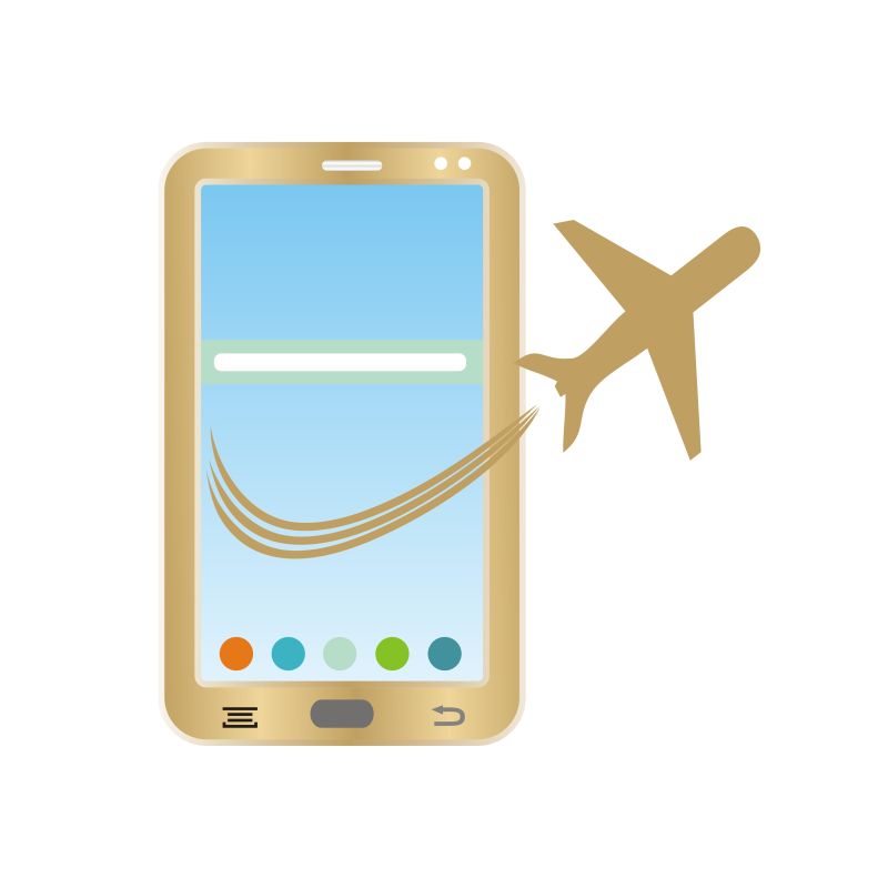 矢量飞机飞出手机图标设计插图