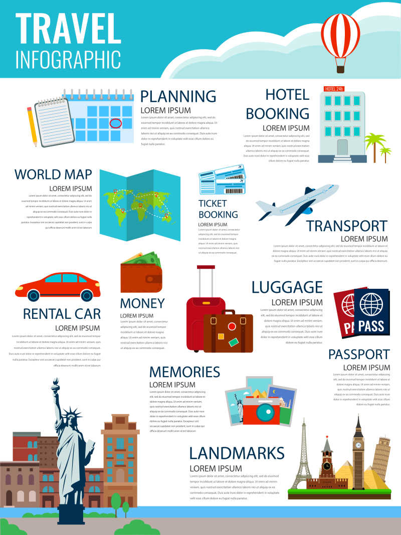 旅行信息图表矢量模板