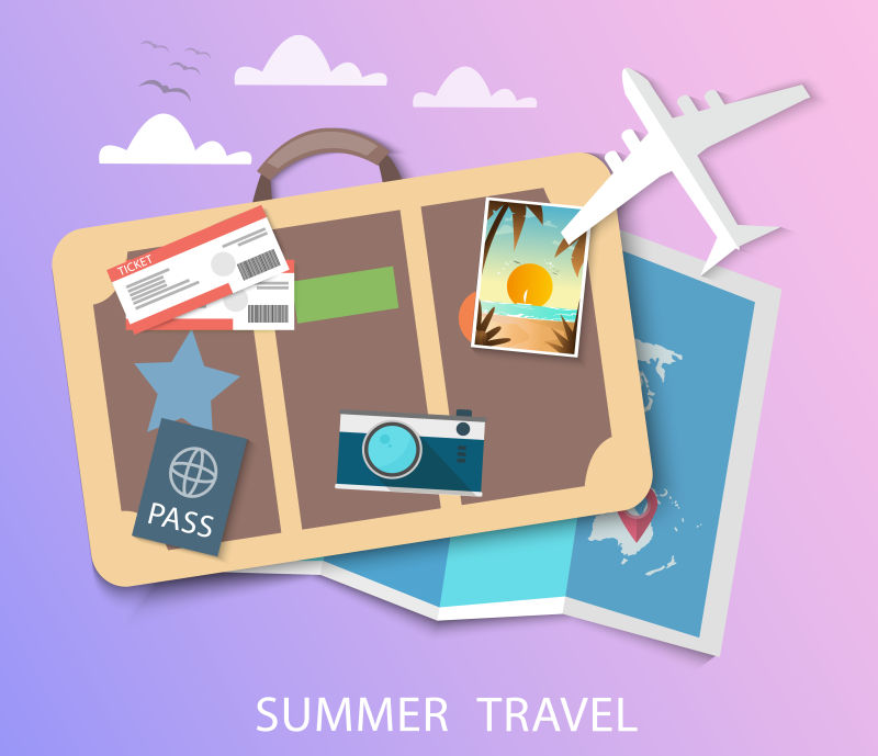 外出旅行包矢量插画