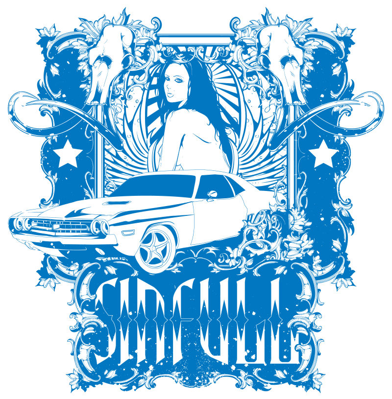 矢量创意女人和汽车图标设计