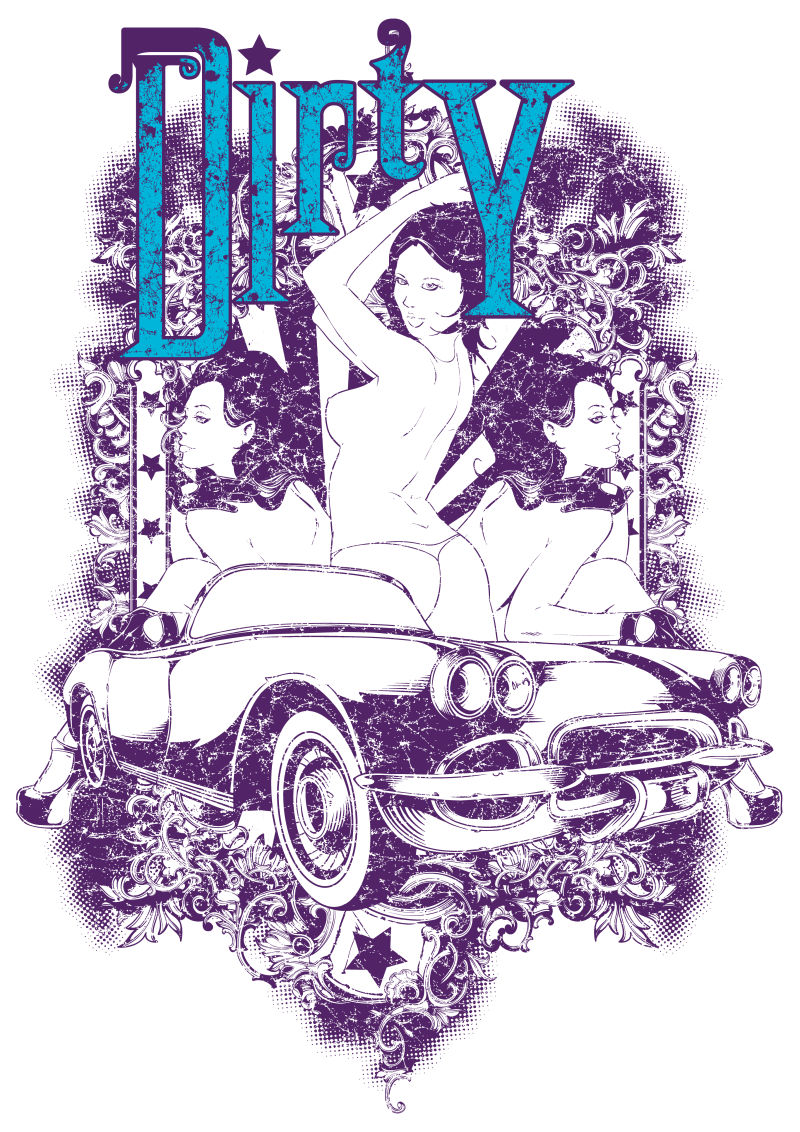 性感元素的汽车标志设计矢量插图