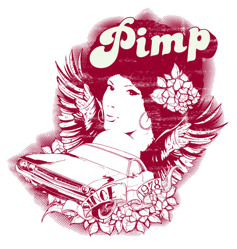 创意女人和汽车的矢量图标设计插图