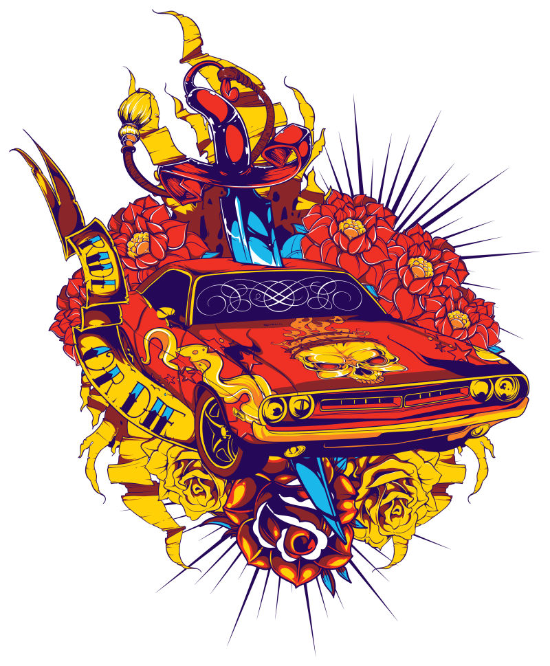 邪恶风格的矢量汽车图标