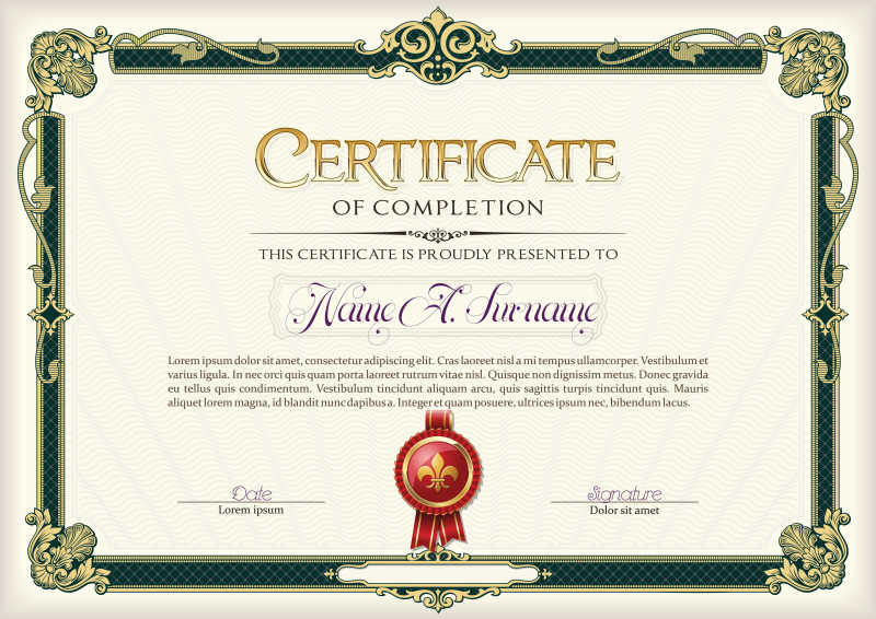 矢量的老式证书模板