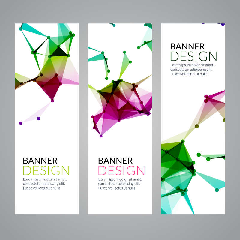 矢量多色渐变几何多边形创意横幅设计模板
