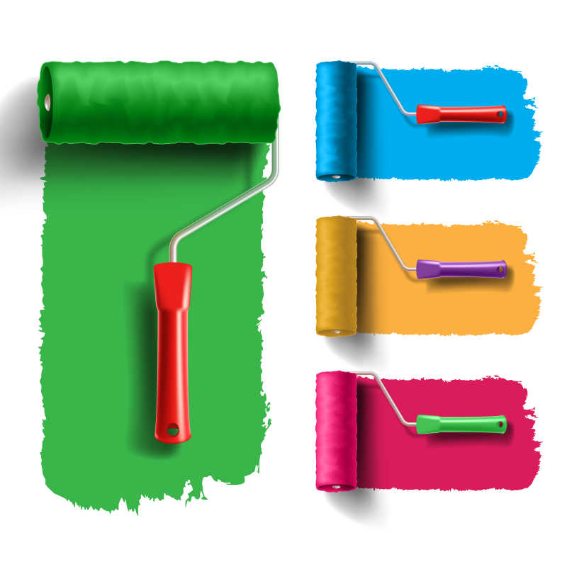 彩色的滚筒刷矢量插画