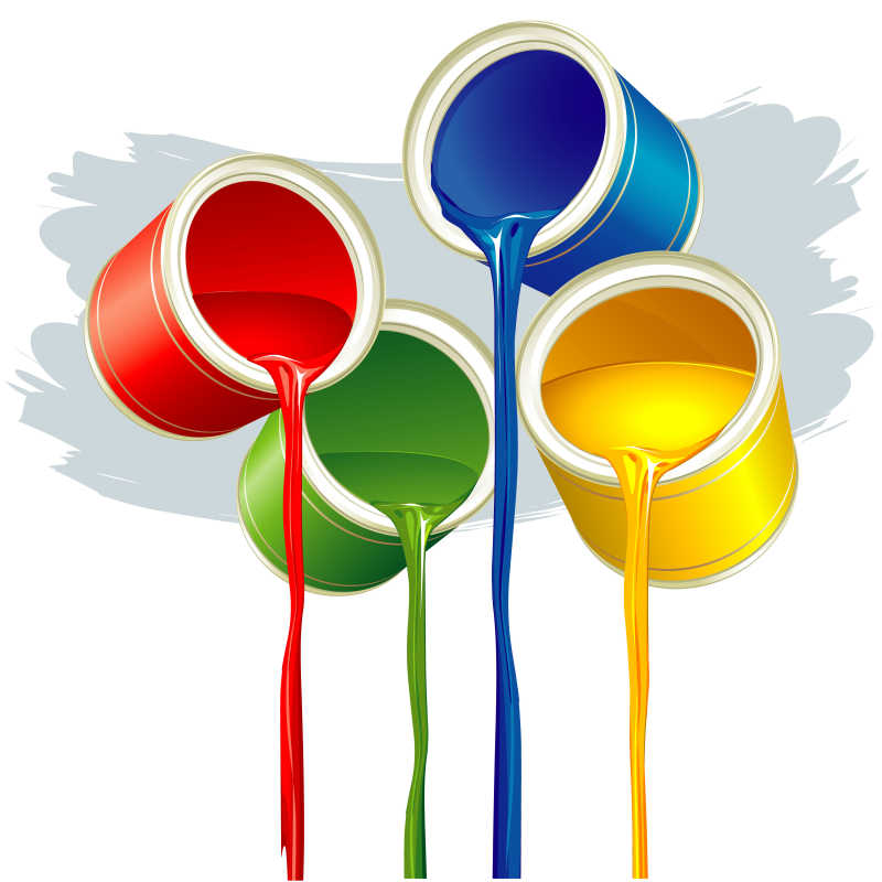 矢量的彩色颜料桶