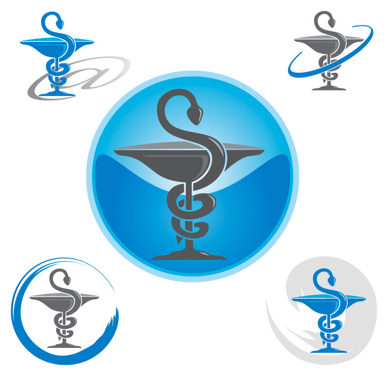 蓝色的矢量药房商标设计