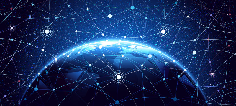 布满网络的宇宙矢量插画