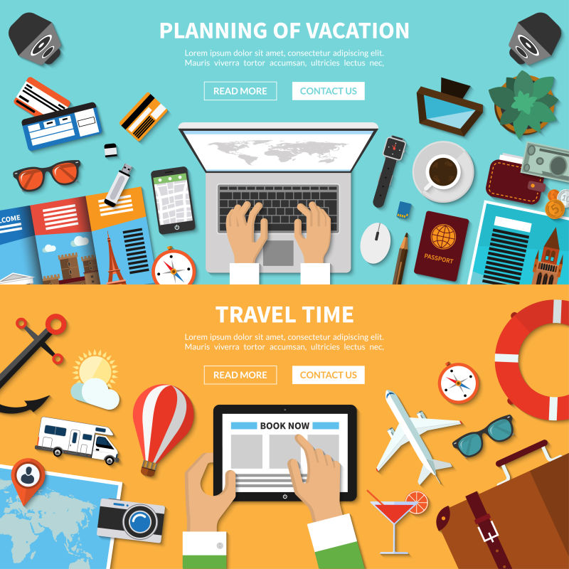 旅游主题海报矢量设计插画