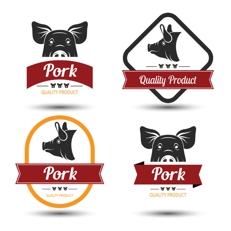 矢量高级猪肉创意标签设计