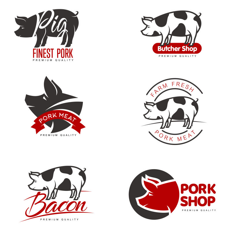 猪肉店的矢量图标设计