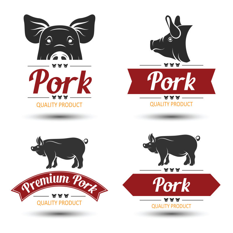 高级猪肉的创意矢量标签设计