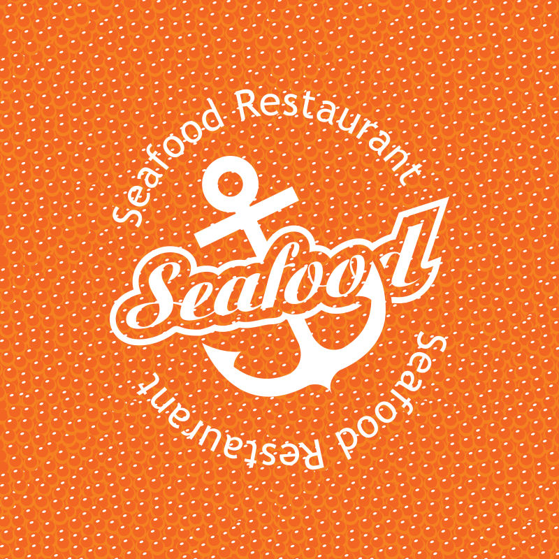 矢量鱼子酱背景的海鲜食物图标设计