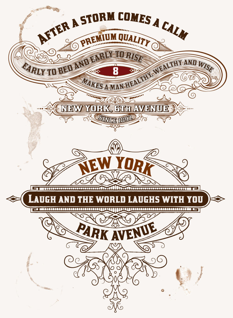 矢量的葡萄酒花纹商标设计模板