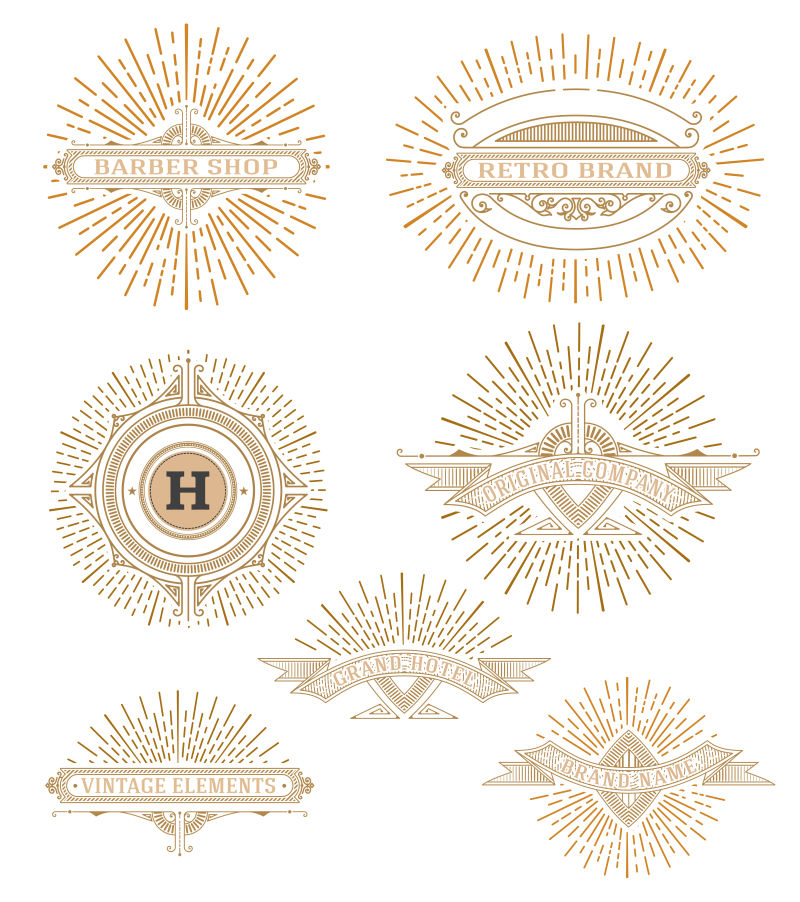 矢量的葡萄酒商标设计元素模板