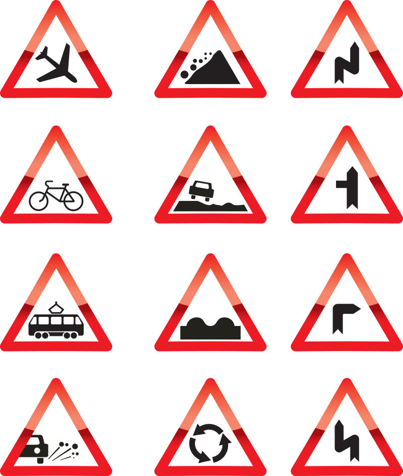 矢量道路警示标志设计