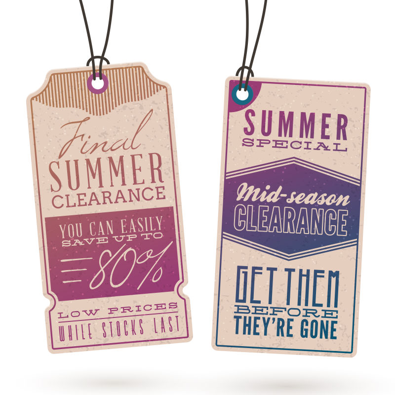 紫色的夏季销售标签矢量设计模板