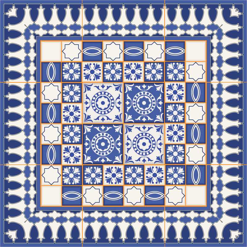 矢量蓝白花纹纹样的无缝图案背景