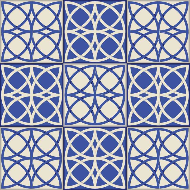 圆形循环的矢量蓝白色的无缝图案背景