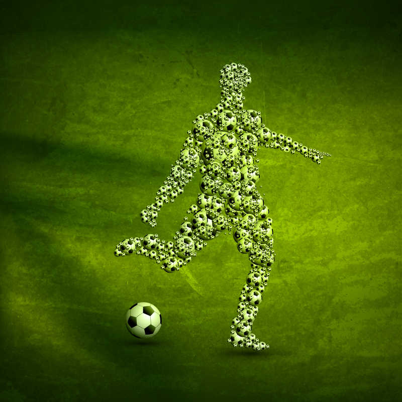 踢球的足球人矢量概念插画