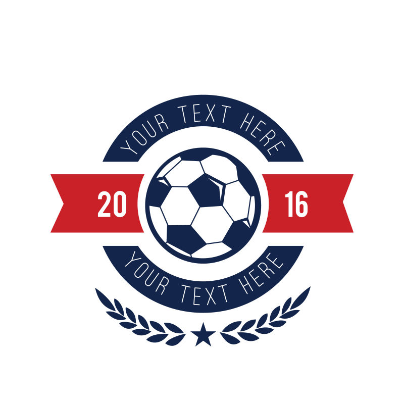 红色蓝色的矢量足球俱乐部的标志设计