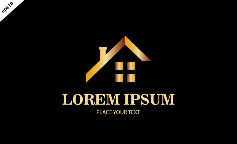 房屋型金色商标